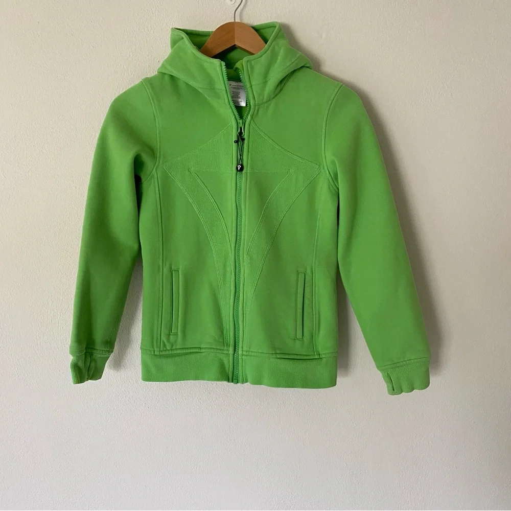Ivivva Full Zip Scuba Hoodie Bright Green Girl's Size 12 Lululemon